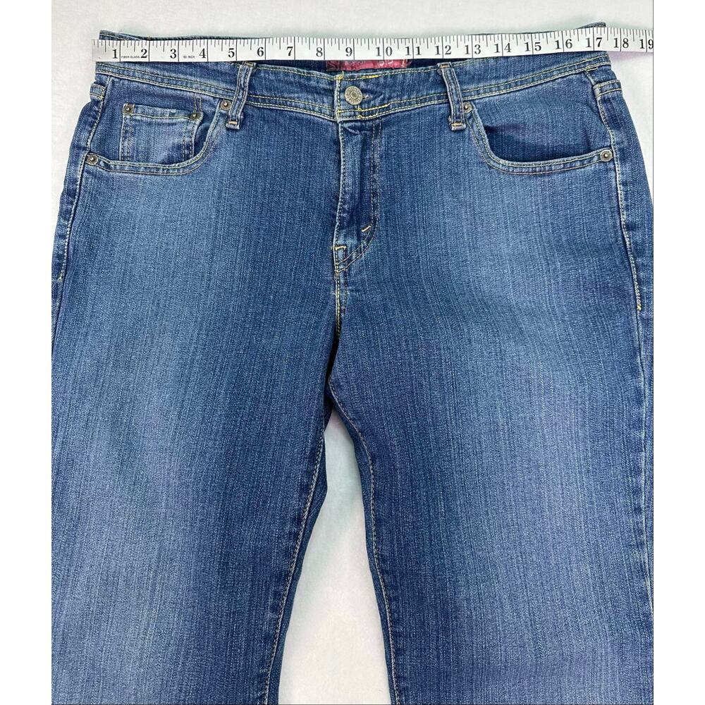 Levi’s 518 Superlow Bootcut Jeans Blue Wash Yellow Stitching Juniors 15M - Picture 9 of 14